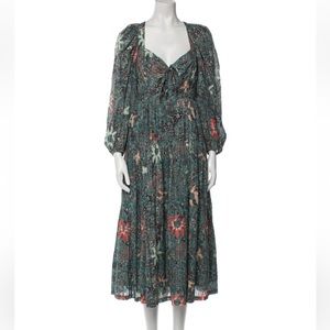 Ulla Johnson Green Floral Tent Dress